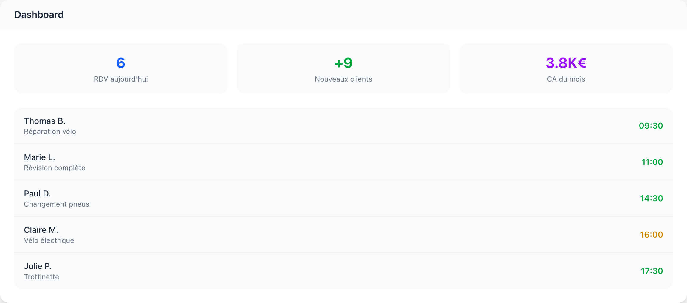 Application mobile de gestion pour artisan — accessible depuis le téléphone — données fictives